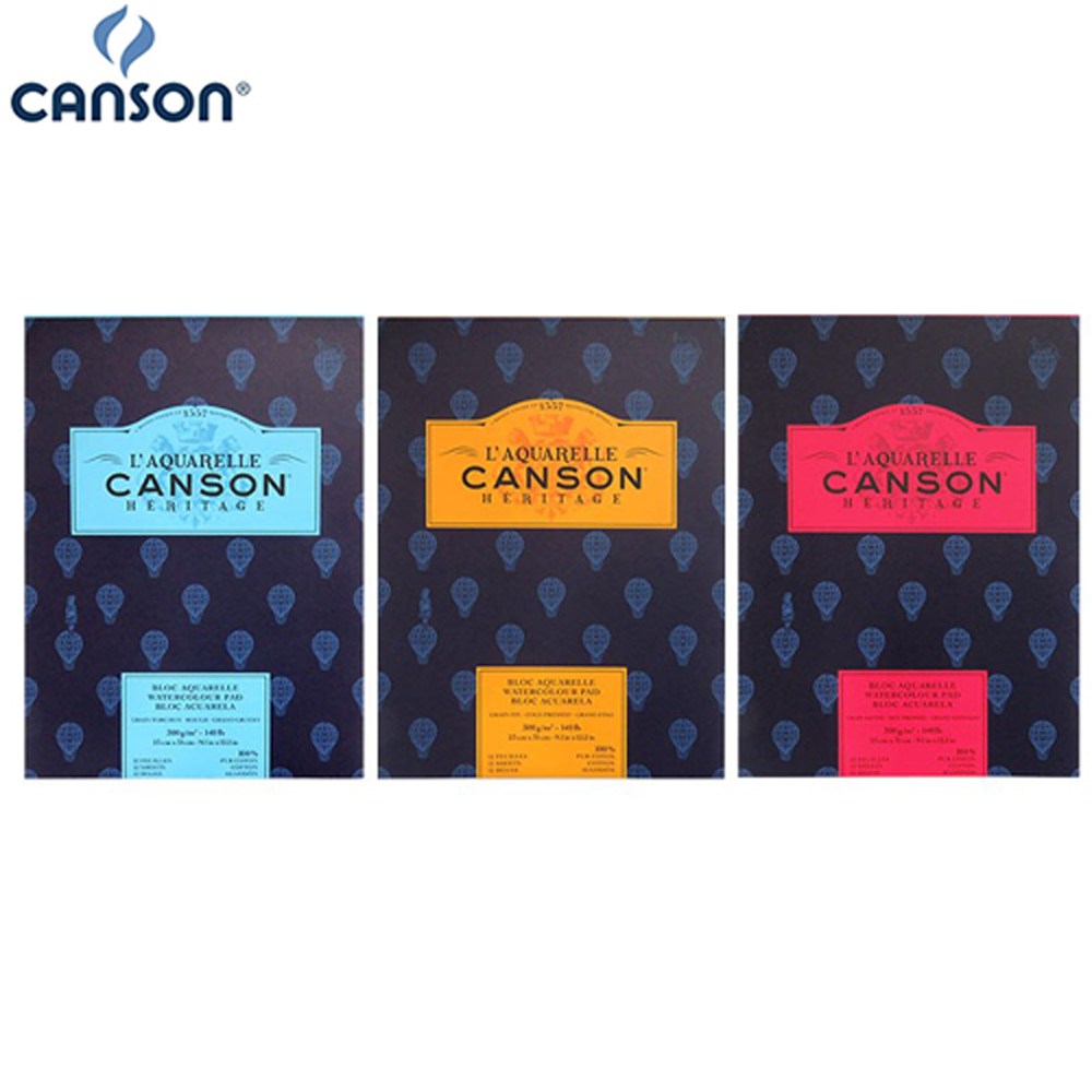 CANSON 캔손 헤리티지 수채화전용 스케치북/수채패드 300g 1면제본 12매 23x31cm 24,800원
