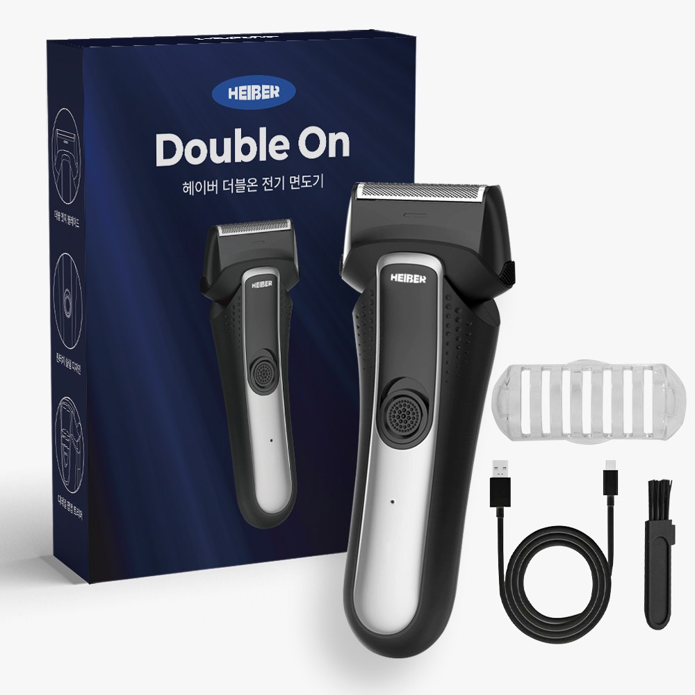 헤이즈 더블온 전기 면도기 생활 방수 건식습식 남자 전동 면도기 충전식 남성 면도기, 블랙 19,800원