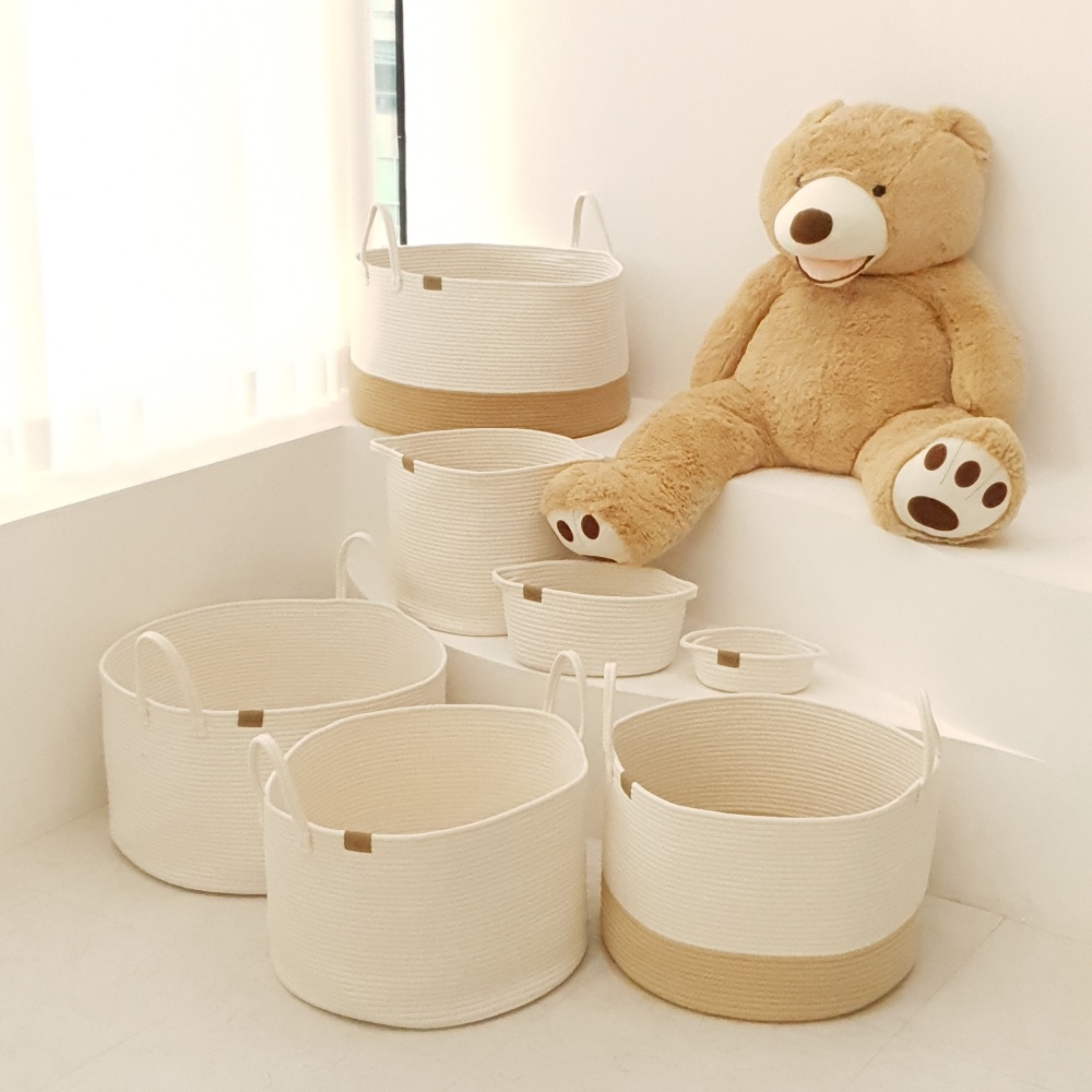 쏠리또 초대형 코튼 장난감바구니 대형 패브릭 인형 정리 바스켓, 화이트 브라운-Ultra large, 1개 29,900원