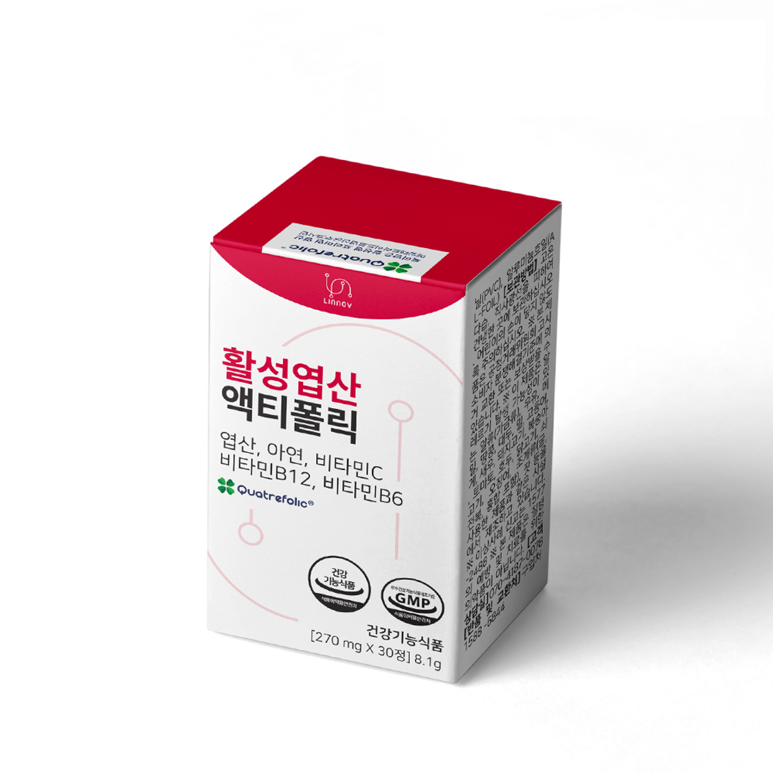 4세대 활성형 활성엽산 리노브 액티폴릭 임산부 엽산 영양제, 30정, 1박스 18,870원