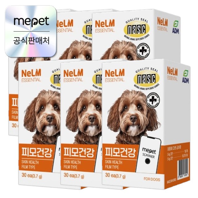 미펫 낼름 피모건강 에센셜 필름형 영양제 180매 강아지 피부 모질 보습, 6개, 피부/피모, 30회분 113,500원