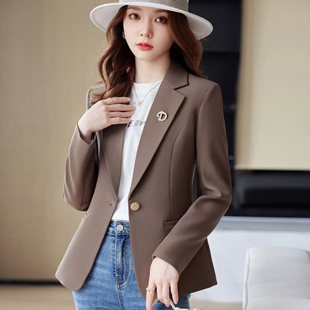 여 가을 겨울 오피스룩 캐주얼 패션 솔리드 디자인 정장 코트 아우터 36,600원