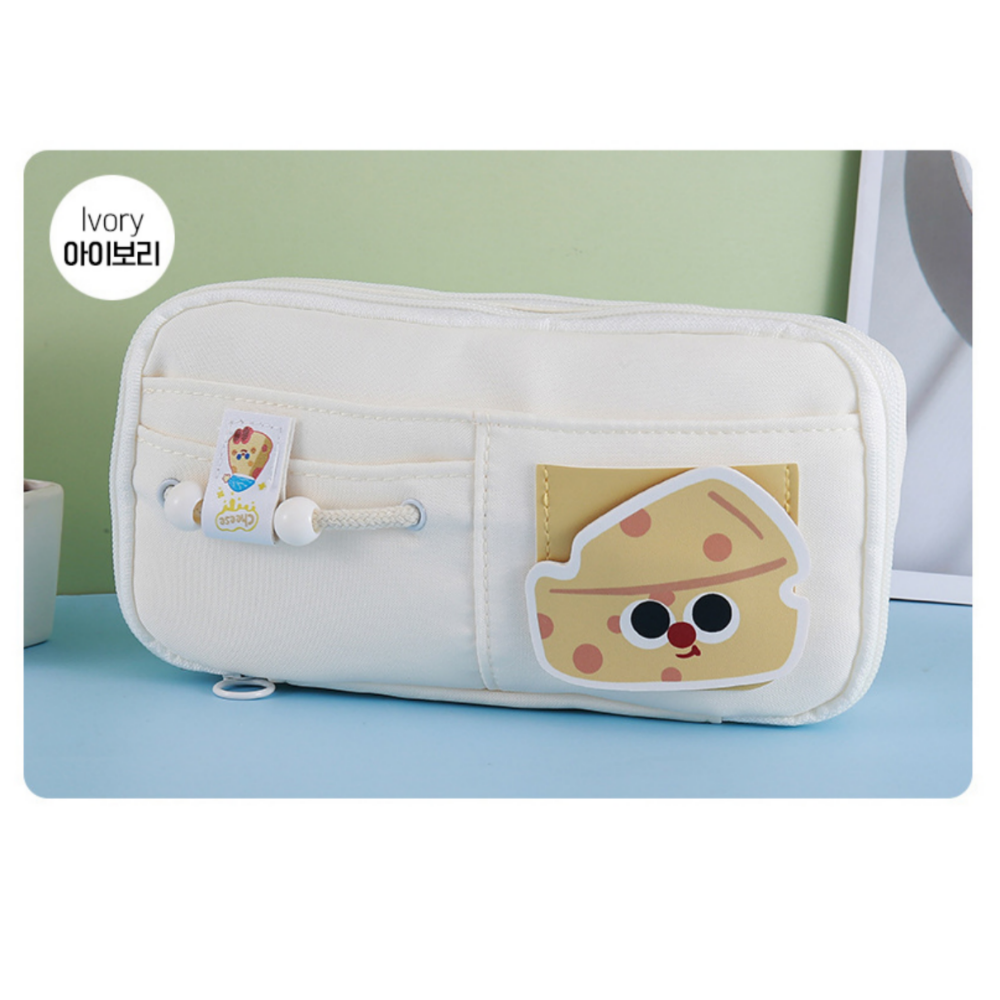 가벼운 대용량 필통 수납 파우치, 3가지 디자인, 확장 패브릭 문구 케이스, 1개, 화이트 12,800원