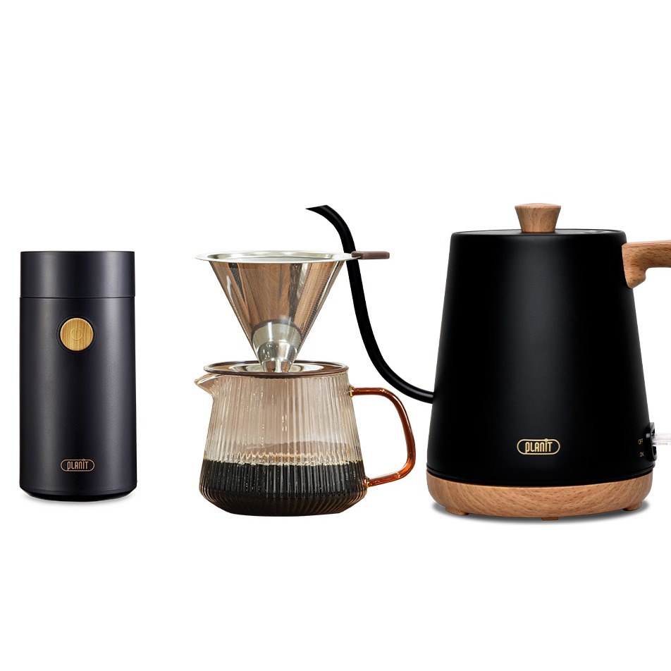 플랜잇 클래식 전기포트 블랙 + 원두 그라인더 블랙 + 유리서버 + 스텐드리퍼 세트 115,380원