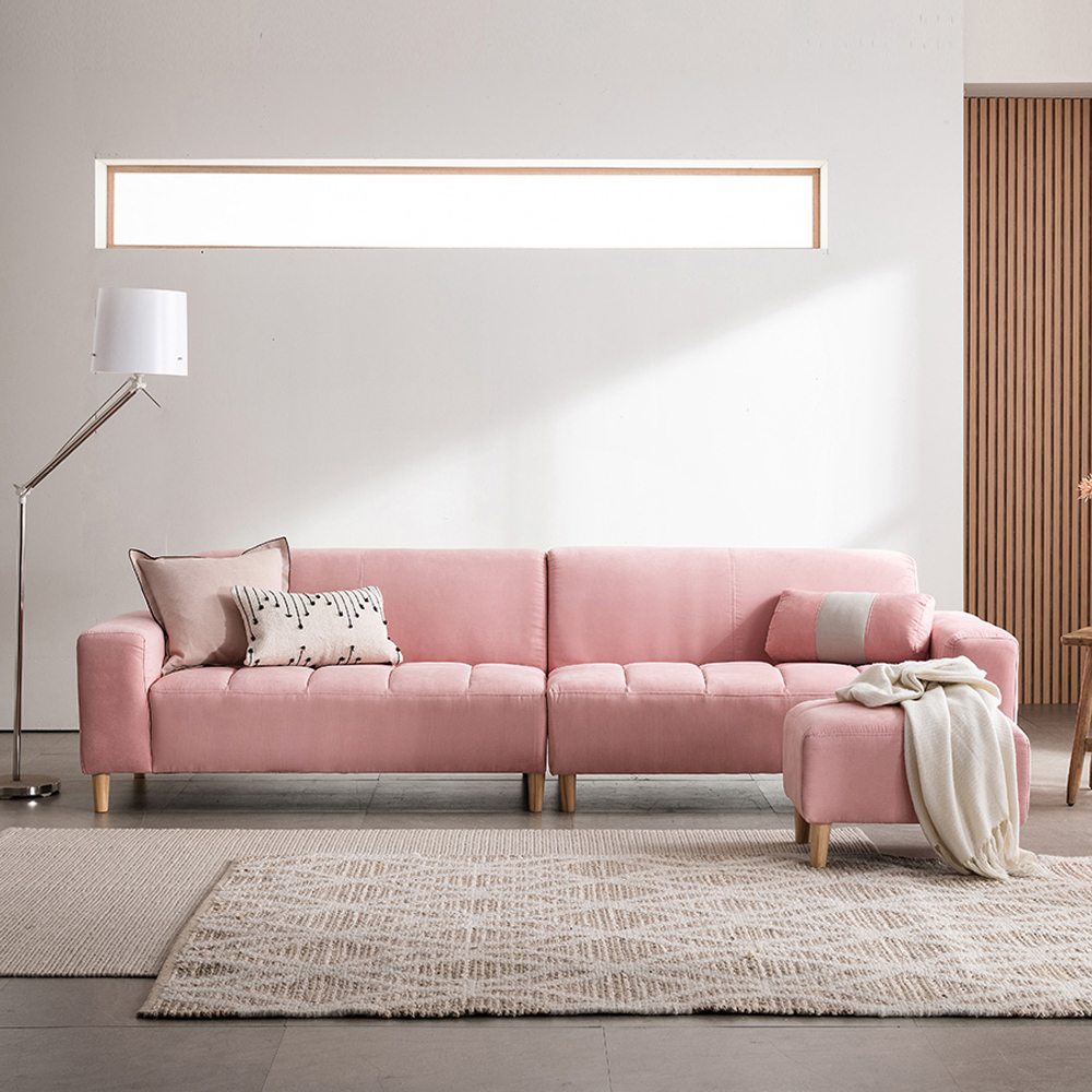 우아미 리사 아쿠아텍스 패브릭 4인용 소파 + 쿠션1p 방문설치, 로즈핑크 378,830원