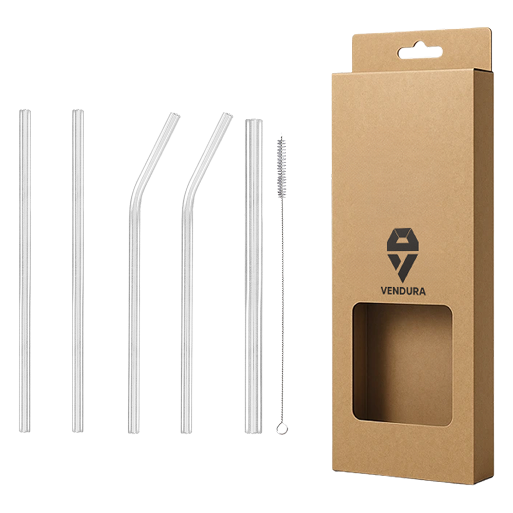 벤듀라 내열 강화 유리 빨대 215mm 직선형 2p + 곡선형 2p + 스무디용 + 세척솔 세트 6,470원
