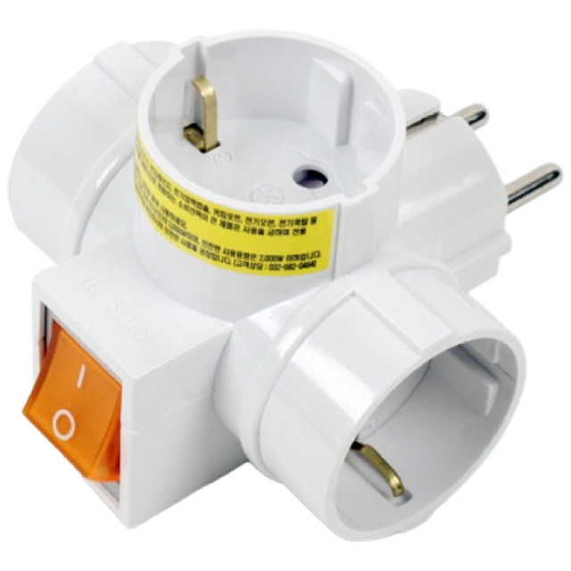 멀티탭 스위치 3구 T형 멀티콘센트 IN, 1개, 10cm 6,890원