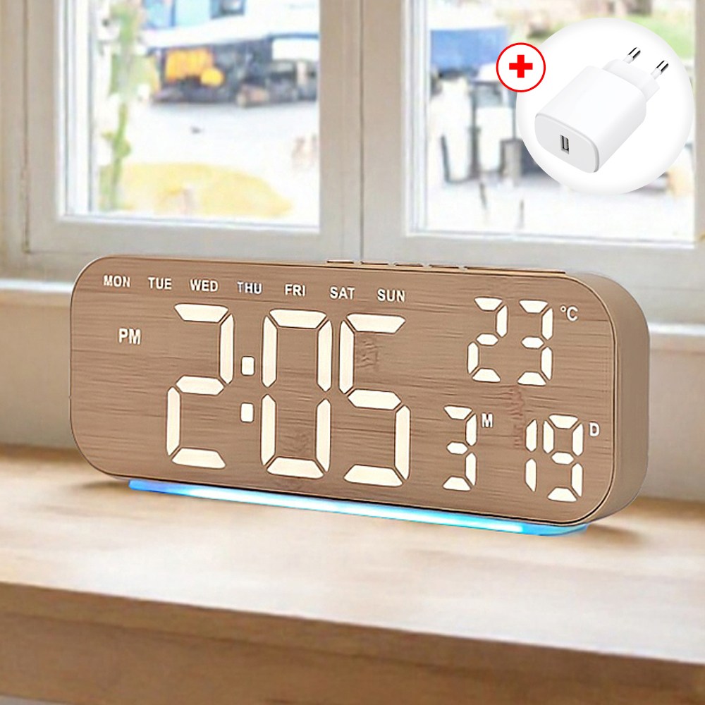 [출시특가] 비센드 우드스타일 큰화면 LED 탁상시계 디지털 온라 알람 타이머 시계 CK40, 우드스타일 19,800원