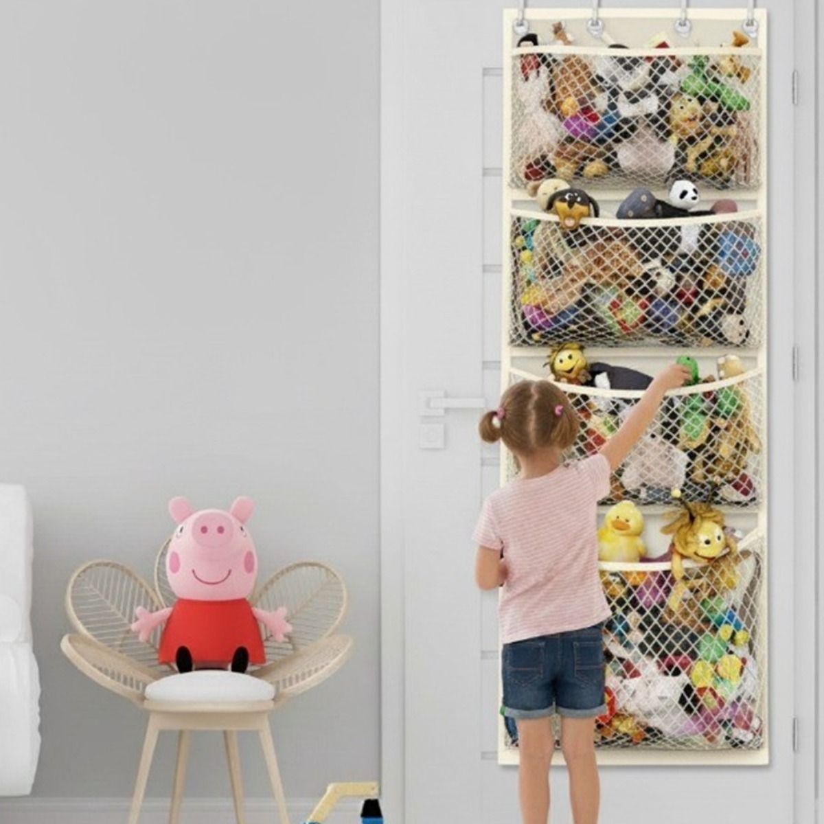 쥬띠크 문걸이 인형 4단 정리 보관함, 아이보리, 현재가 18,000원