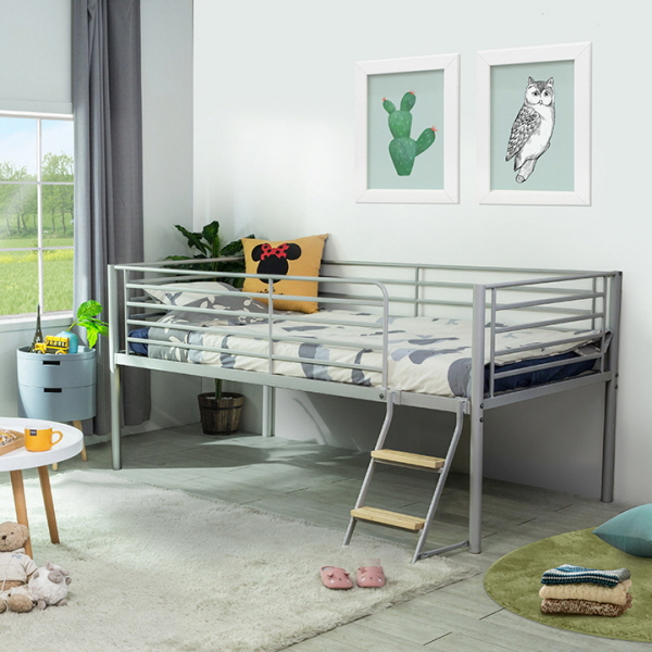 [10조한정추가할인+원목발판증정] 에보니아 튜브 철재벙커침대 S 기본형_매트제외, 그레이 135,100원