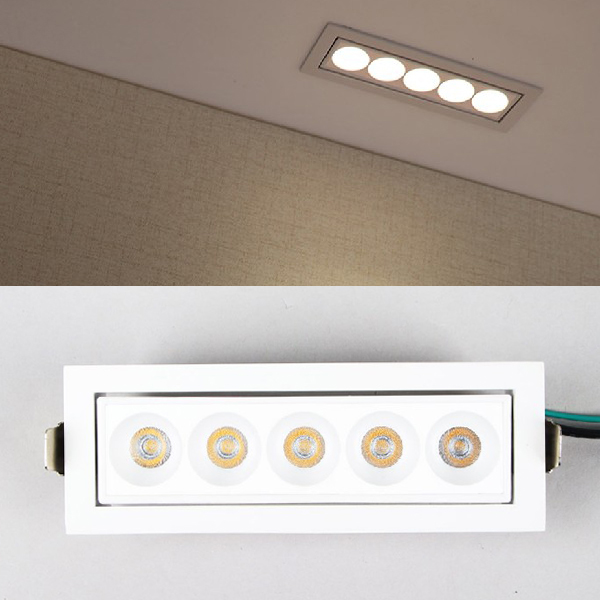 5구 LED 사각 멀티 매입등 10W 각도조절 더쎈 (화이트바디), 5개, 주백색 96,750원