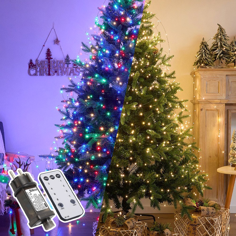 21세기트랜드 소라카 8모드 어댑터 와이어 폭죽등 지네 좁쌀 줄조명 크리스마스 인테리어 전구, 1개, 60m 2000구. 블랙와이어 옐로우 81,000원