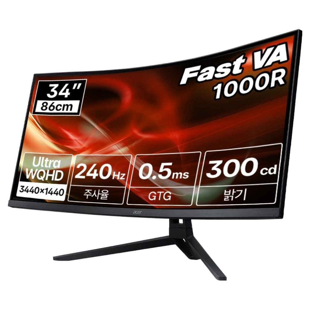 에이서 한성 UWQHD 240Hz 86cm 21:9 와이드 1000R 커브드 무결점 게이밍 모니터, 86.36cm, NITRO ED343CUR X 438,990원