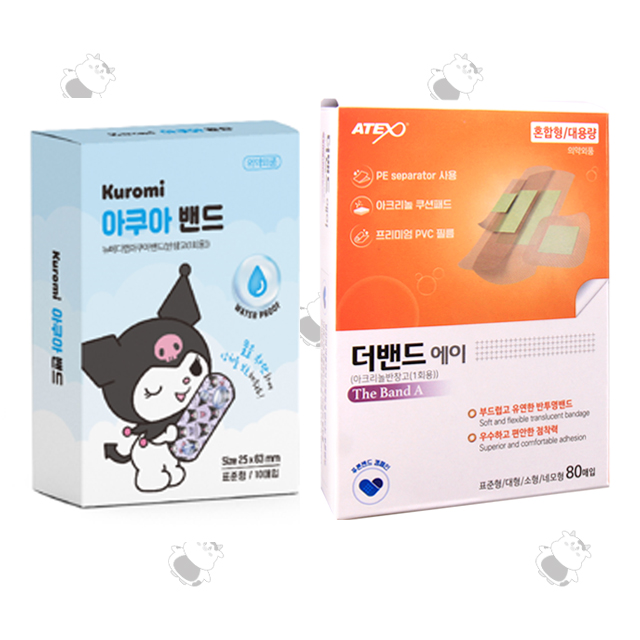 쿠로미 키즈밴드 아쿠아 10매입 1개 + 더밴드에이 혼합 대용량 80매입 1개 4,900원