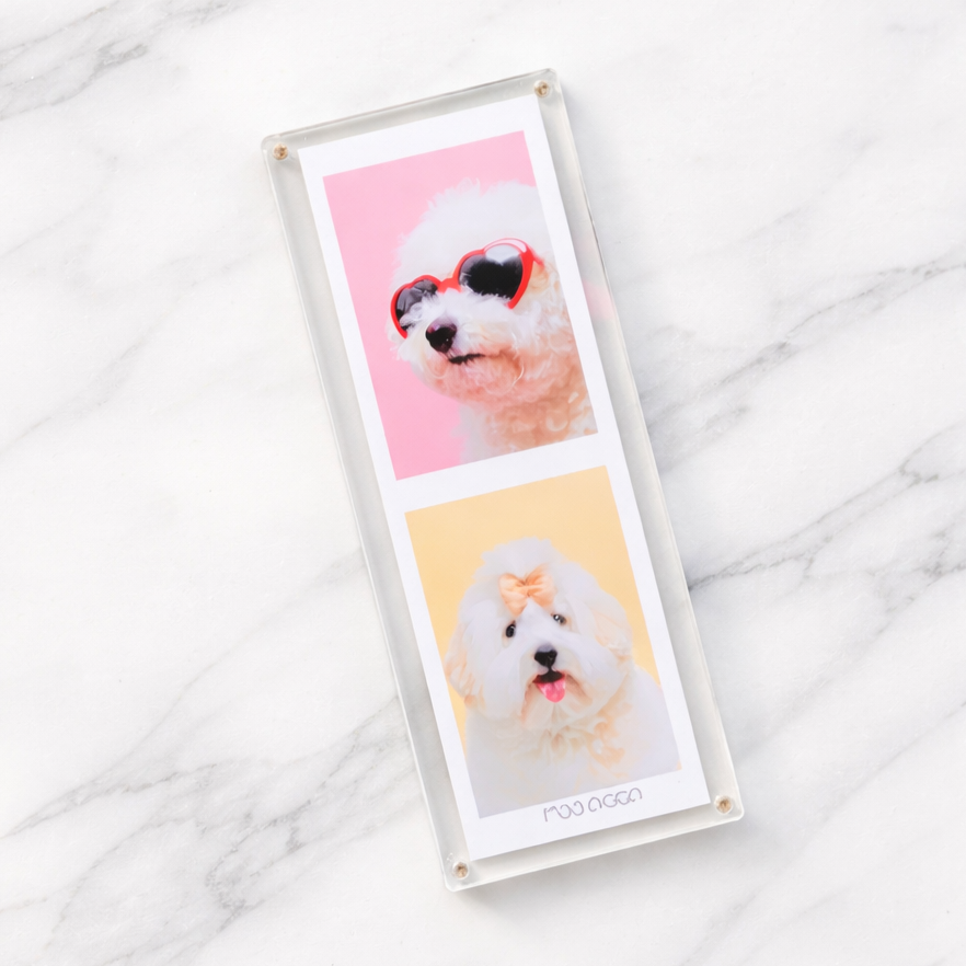 몽이아 2x6 투명 아크릴 자석 냉장고 스탠드 사진 액자 인생네컷 포토이즘 납골당, 자석투명아크릴액자세트(받침대미포함), 1개 7,300원