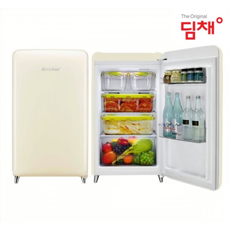 딤채 1도어 스탠드형 100L 미니 쁘띠 김치냉장고 투명용기 4개, WDS10KTACCF, 칵테일크림 759,000원