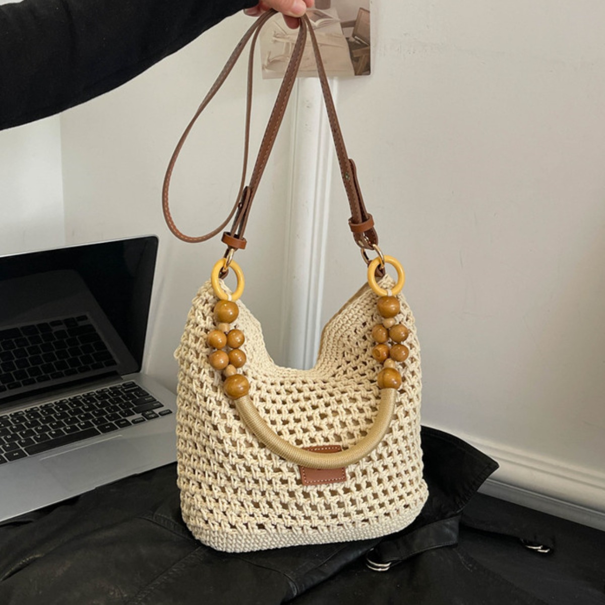 루멘마르스 여성 뜨개 가방 네트 다용도 여름 숄더백 비치 백 대용량 토트백 에코백 라탄백 24,500원