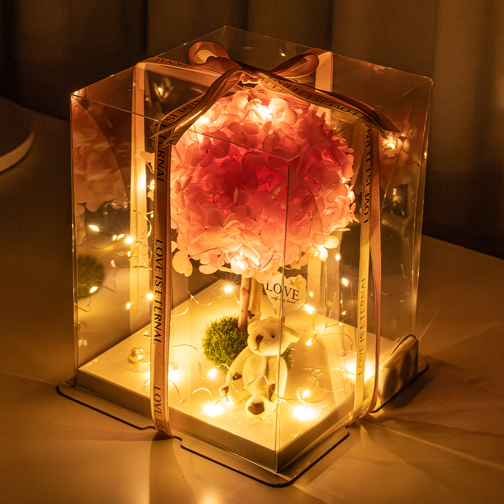 마음담은집 1000일화 프리저브드 LED 안개꽃다발, 수국 핑크 37,400원