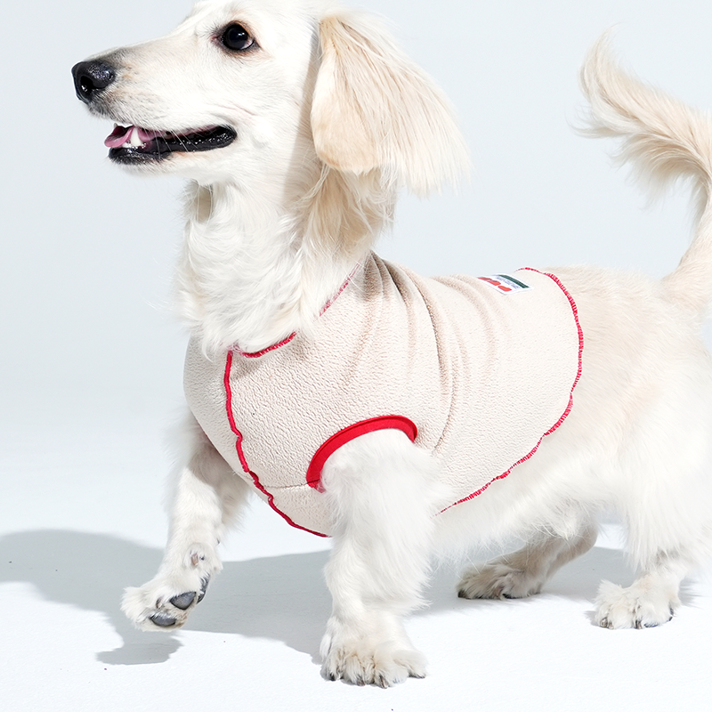 퍼피갤러리 강아지 트래킹 플리스 탑, 베이지, 1개, 현재가 23,000원