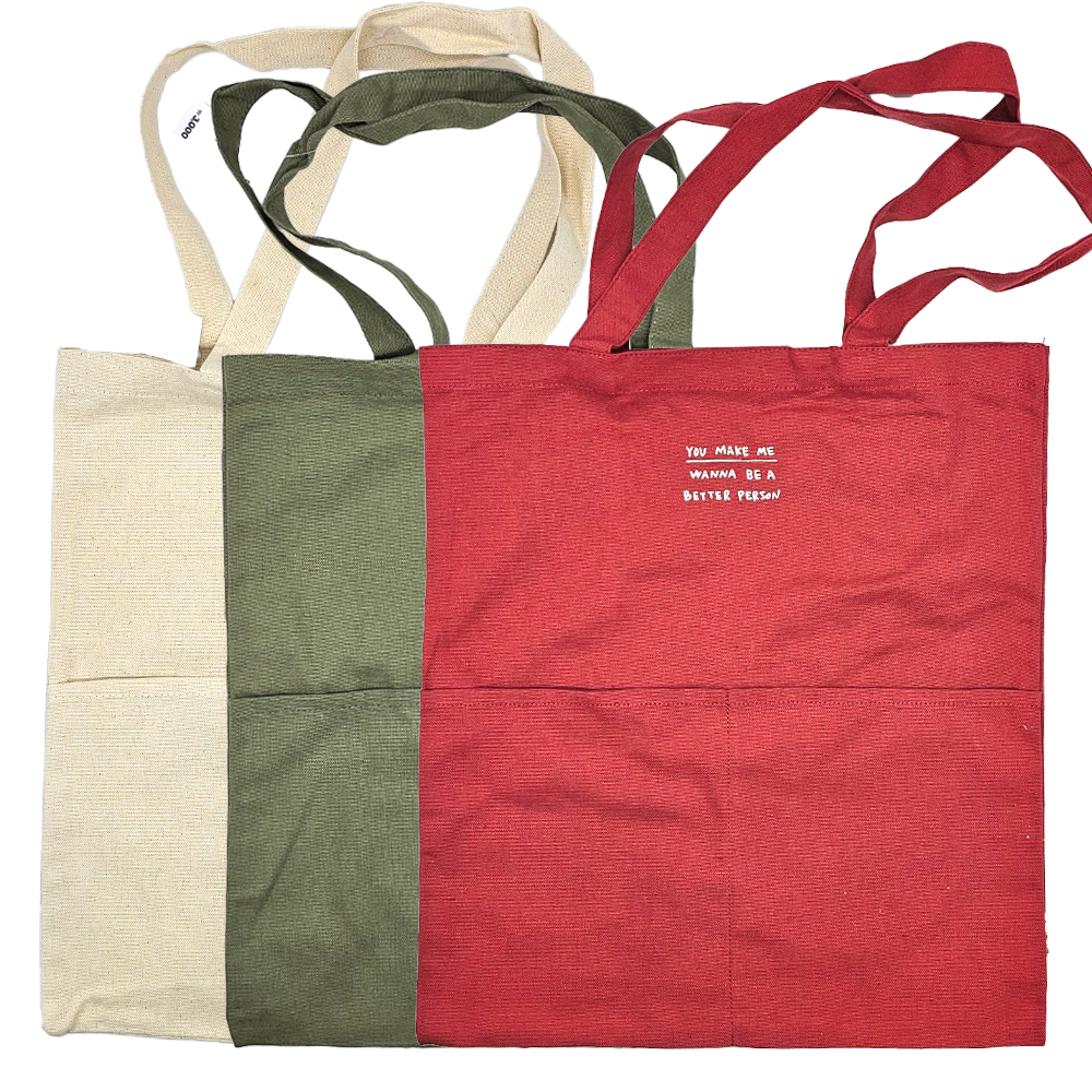 에코백 면100% 당일발송 보조가방 L사이즈 36x40cm 앞주머니 3,990원