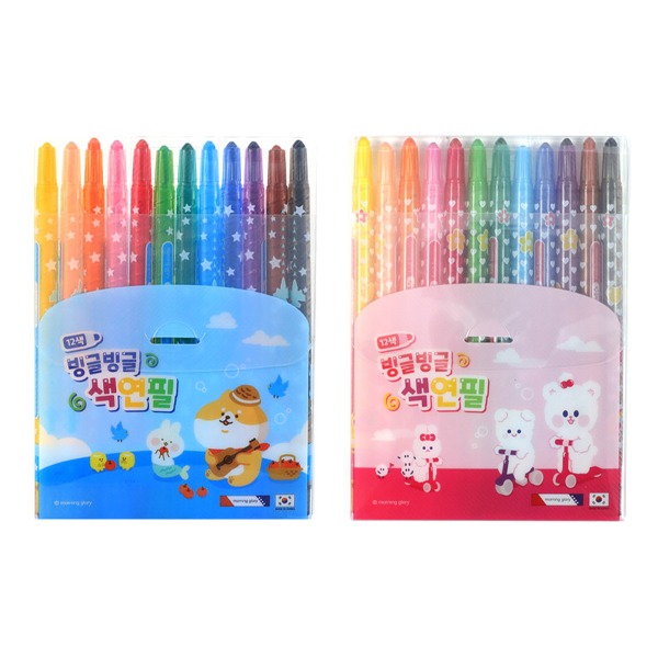 (모닝글로리)4500 빙글빙글 색연필 12색X1세트, 핑크 3,600원