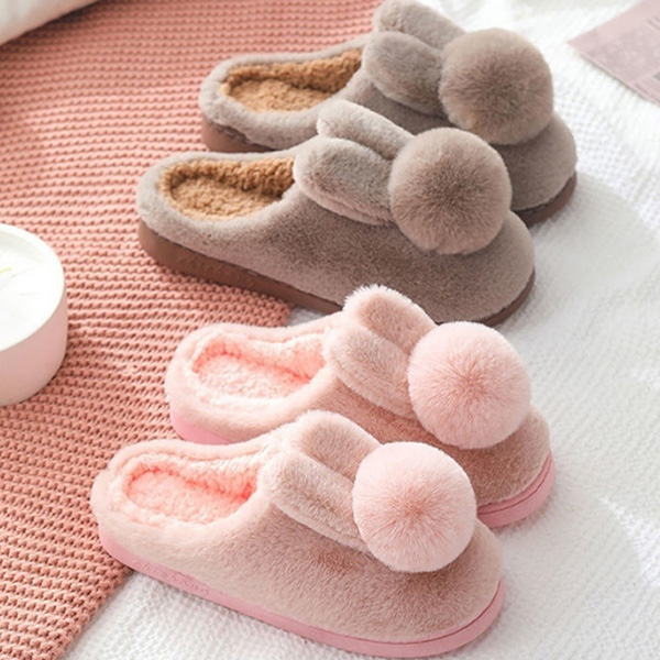 푹신한 기모안감 방울토끼 겨울 실내화 벨벳 슬리퍼 Rabbit 8,980원
