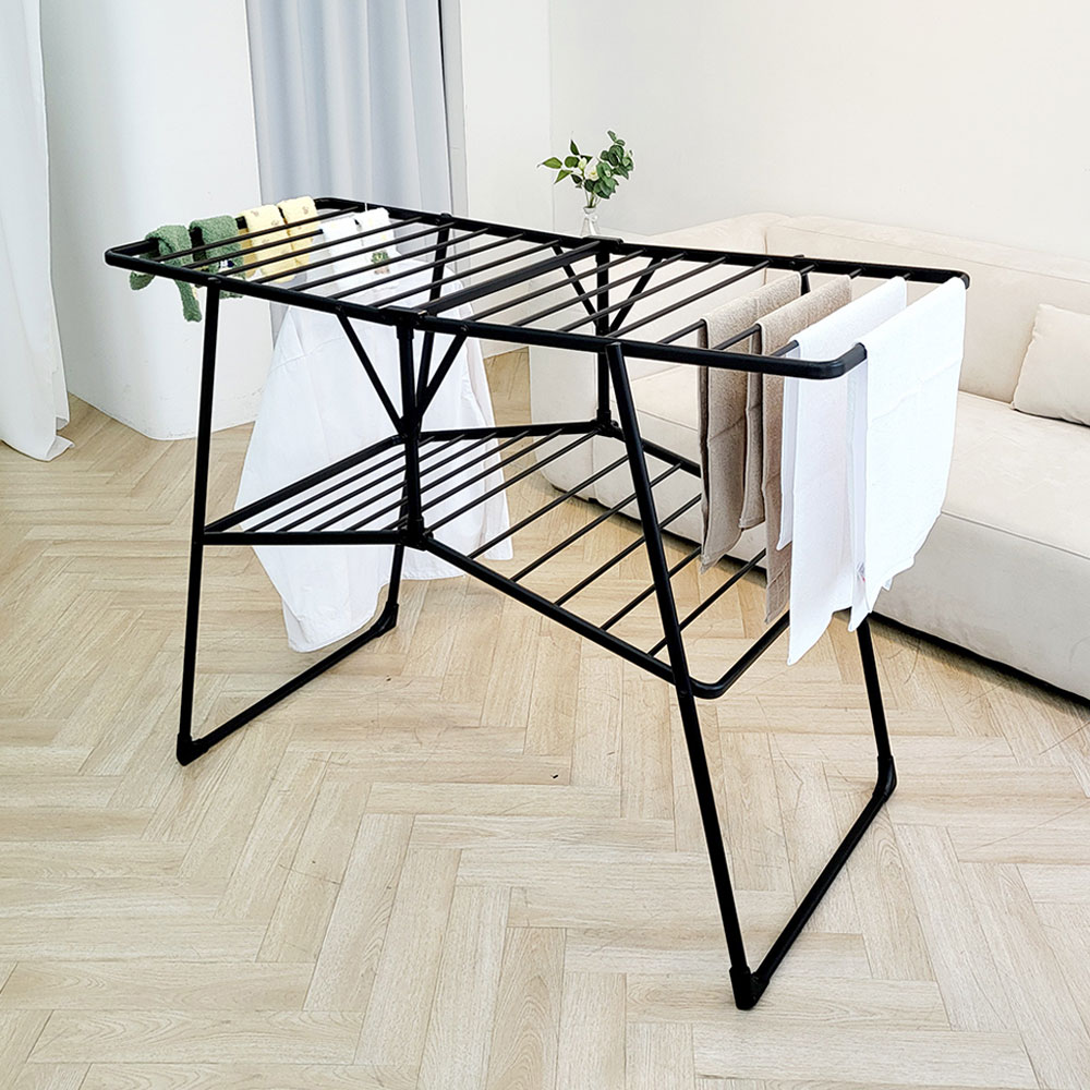 이불도 걱정없는 튼튼한 2단 빨래건조대 원터치 접이식 베란다 원룸, 블랙 59,900원