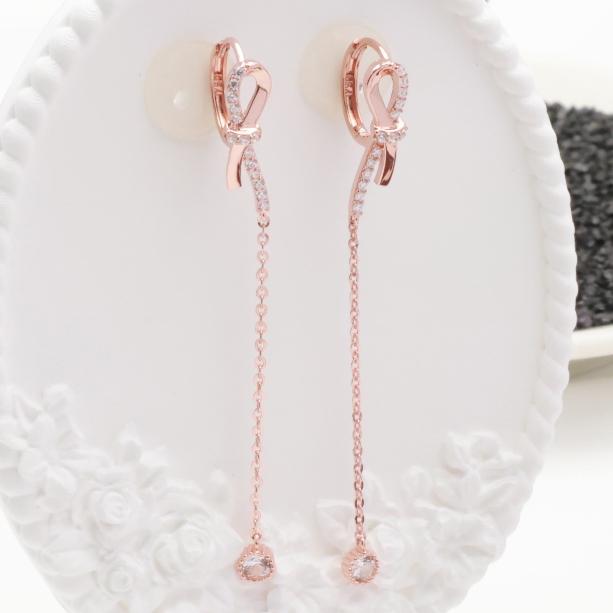 14k 18k 로즈골드 금 리본 롱귀걸이 딸랑이 원터치 데일리 선물 심플 (E363)체리스쥬얼리 463,290원