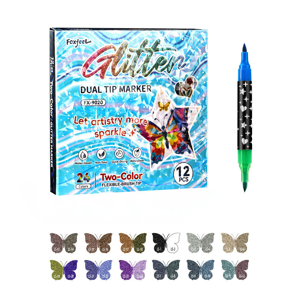 미니플 글리터 듀얼팁 컬러 마카펜 세트, 1세트, 12색 16,800원