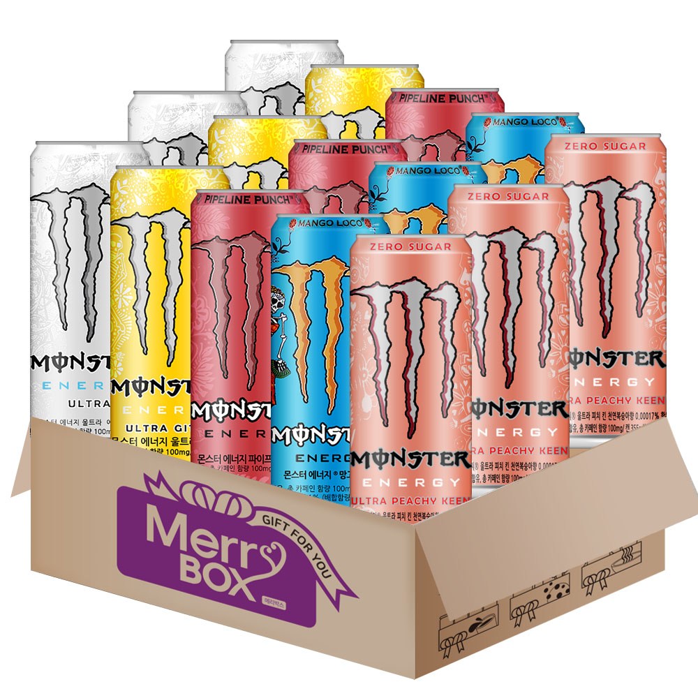 355ml x 15캔 몬스터 에너지 드링크, 울트라, 펀치, 울트라썬라이즈, 망고로코 {혼합구성}, 1박스, 355ml, 현재가 26,900원