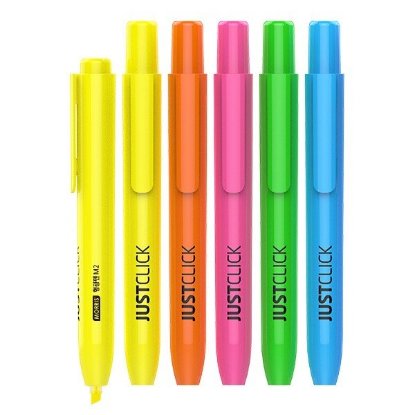 (모리스) 노크식 형광펜 M2 일반글씨용 12자루(1타) JUSTCLICK, 1박스, 보라 16,200원