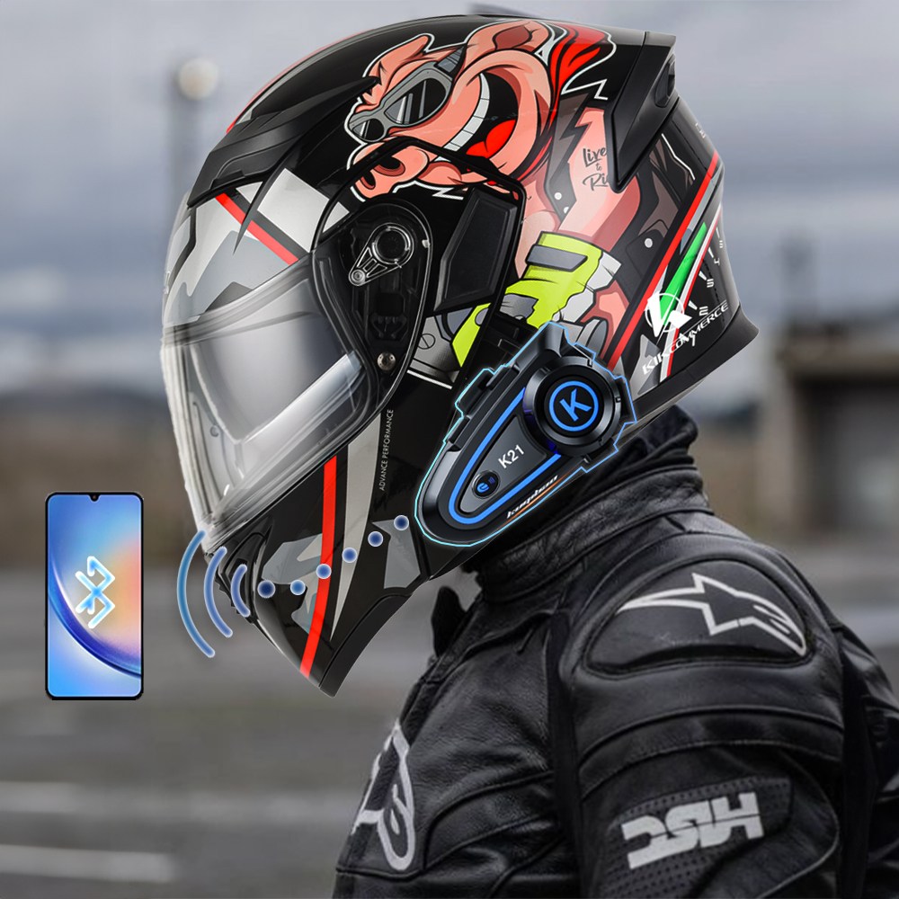 킥커머스 초경량 K21 블루투스 풀페이스 시스템 오토바이헬멧, 피그킹 169,100원