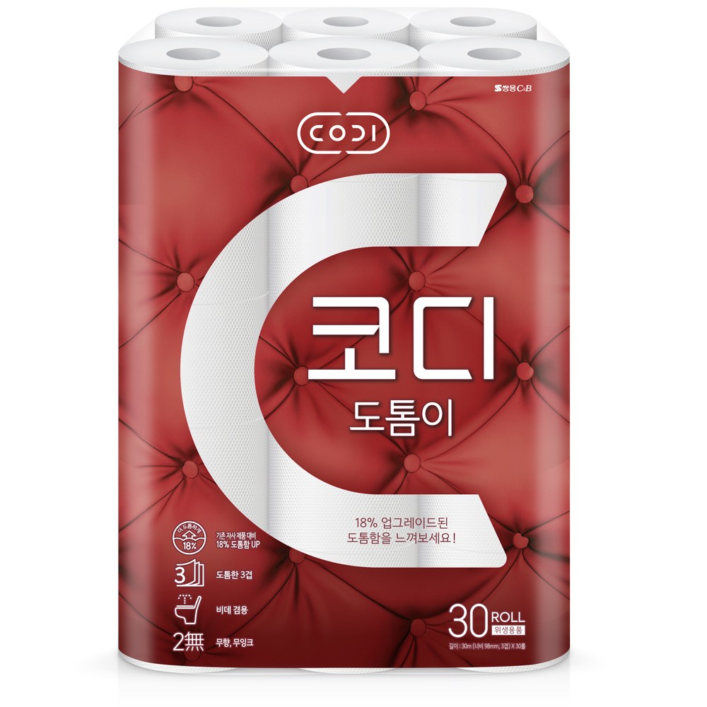 코디 도톰이 3겹 화장지, 30m, 30개입, 1개 17,800원