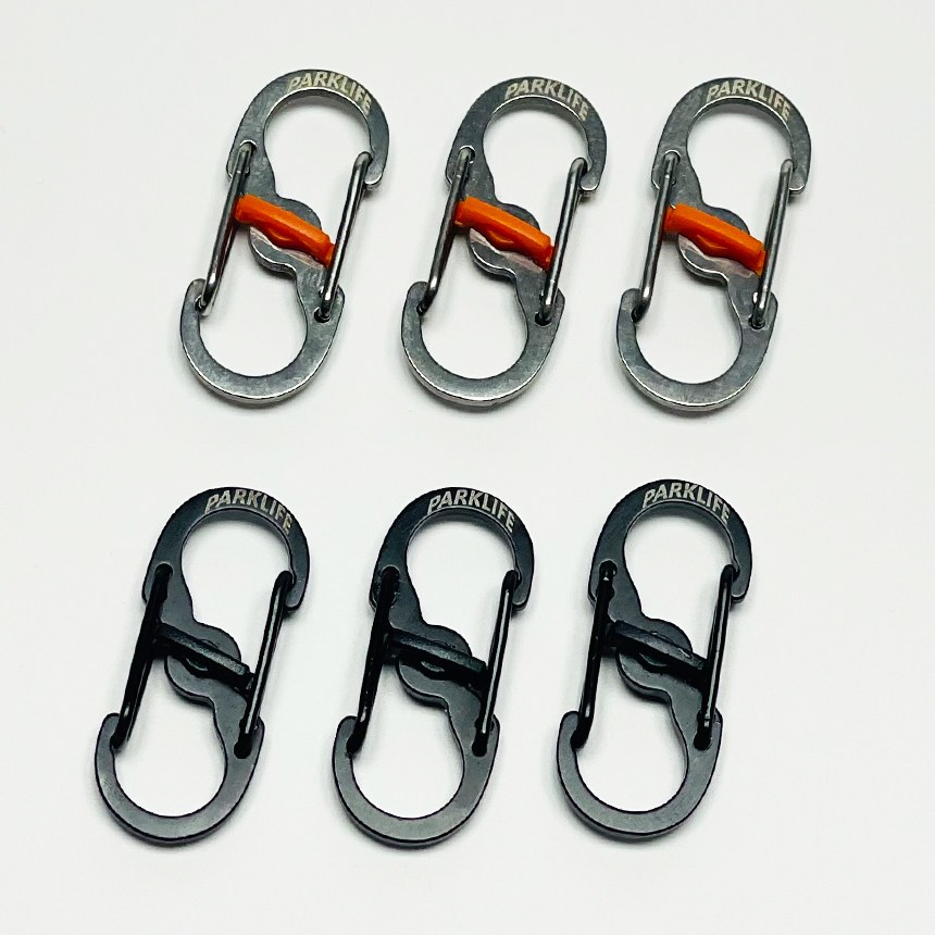 파크라이프 고강도 양방향 미니 스텐 카라비너 도난방지 잠금장치 6P (블랙3P+실버3P), 6개, 블랙3개+실버3개 9,800원