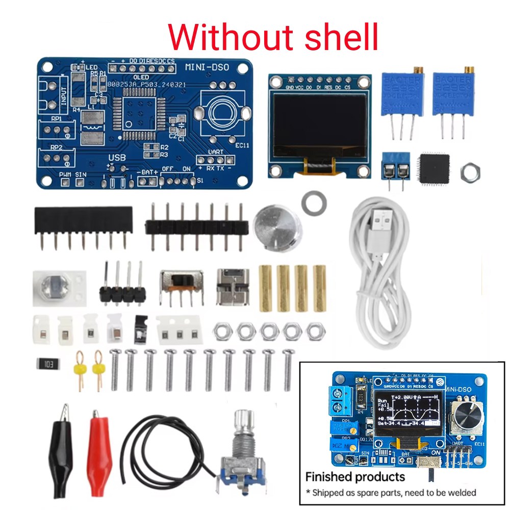 오실로스코프 디지털 휴대용 멀티미터 프로브 듀얼 채널 전기 전류 탐지기  테스터 미니 전자 키트 DIY 납땜 프로젝트 연습 어셈블리 DC 5V STC 0.96 인치 17,500원