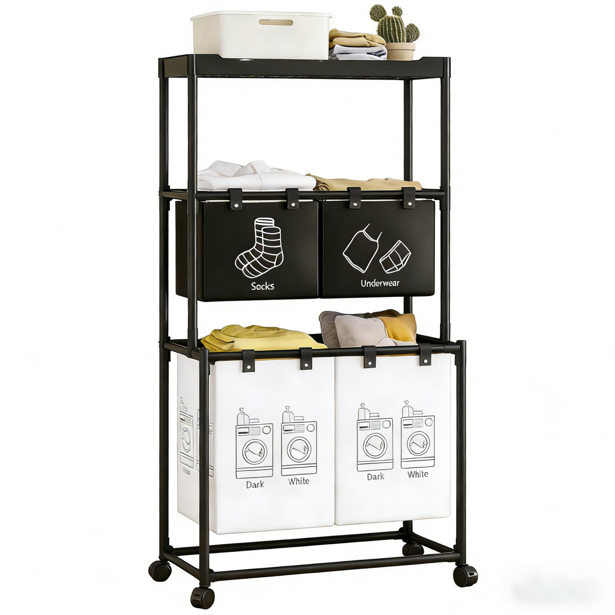 이동식 빨래바구니 세탁바구니 분리형 빨래바구니 이동식 다단 수납세탁용 23,450원