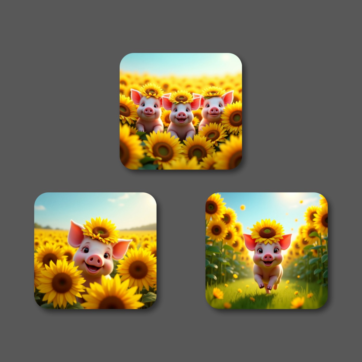 돈들어오는 행운 재물 풍수 인테리어 해바라기 복 돼지 자석액자 집들이 개업 3종 세트 12,250원