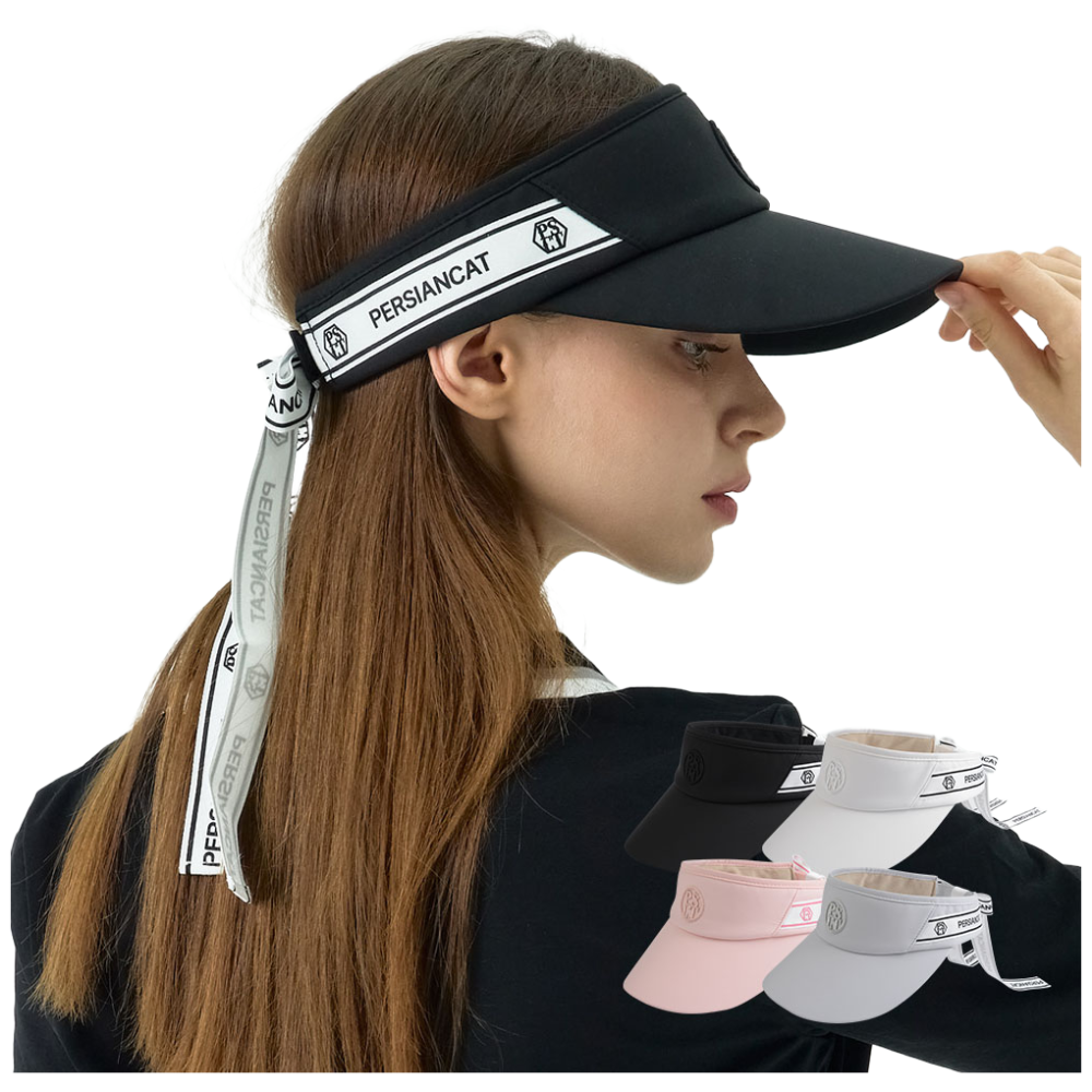 페르시안캣 서클 로고 리본 선바이저 여성 골프 모자 (P52WCP61), 1개 39,000원