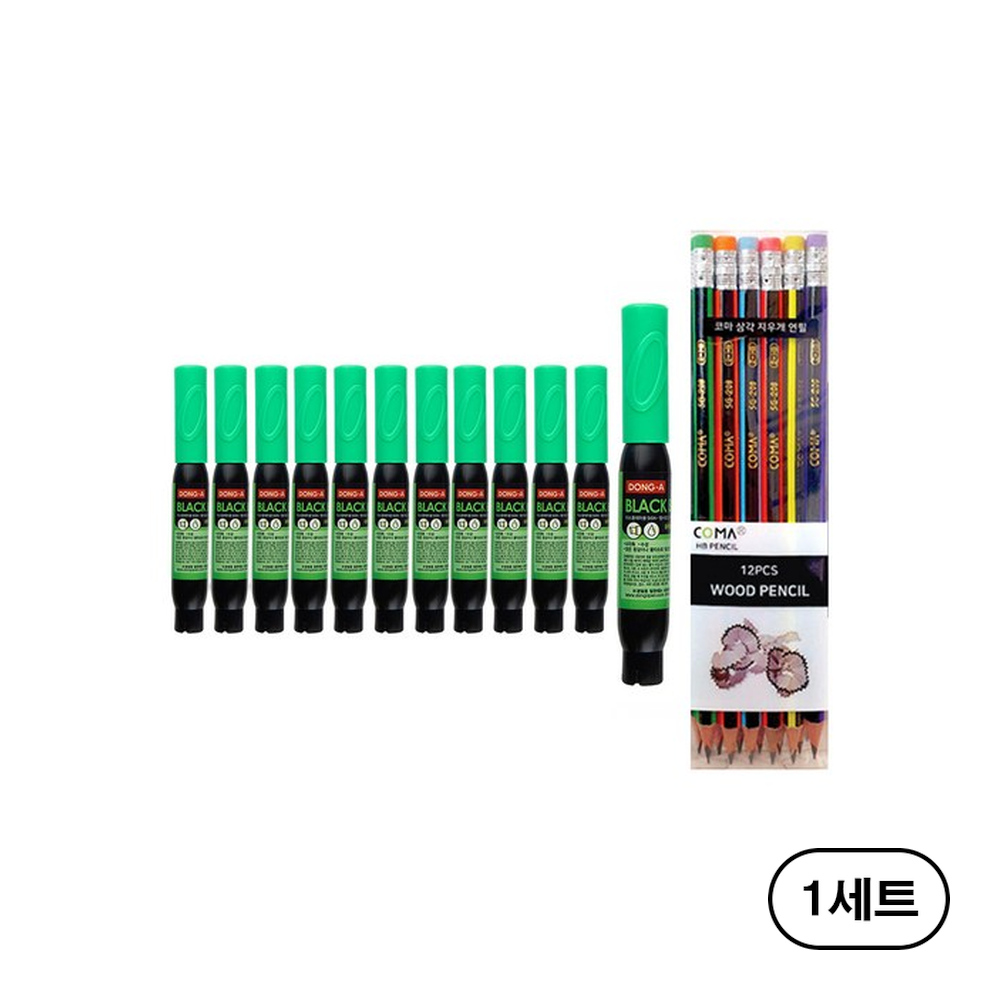 동아 블랙보드마카 12p + 투코비 삼각 지우개 연필 SG-208 12p 세트 22,600원