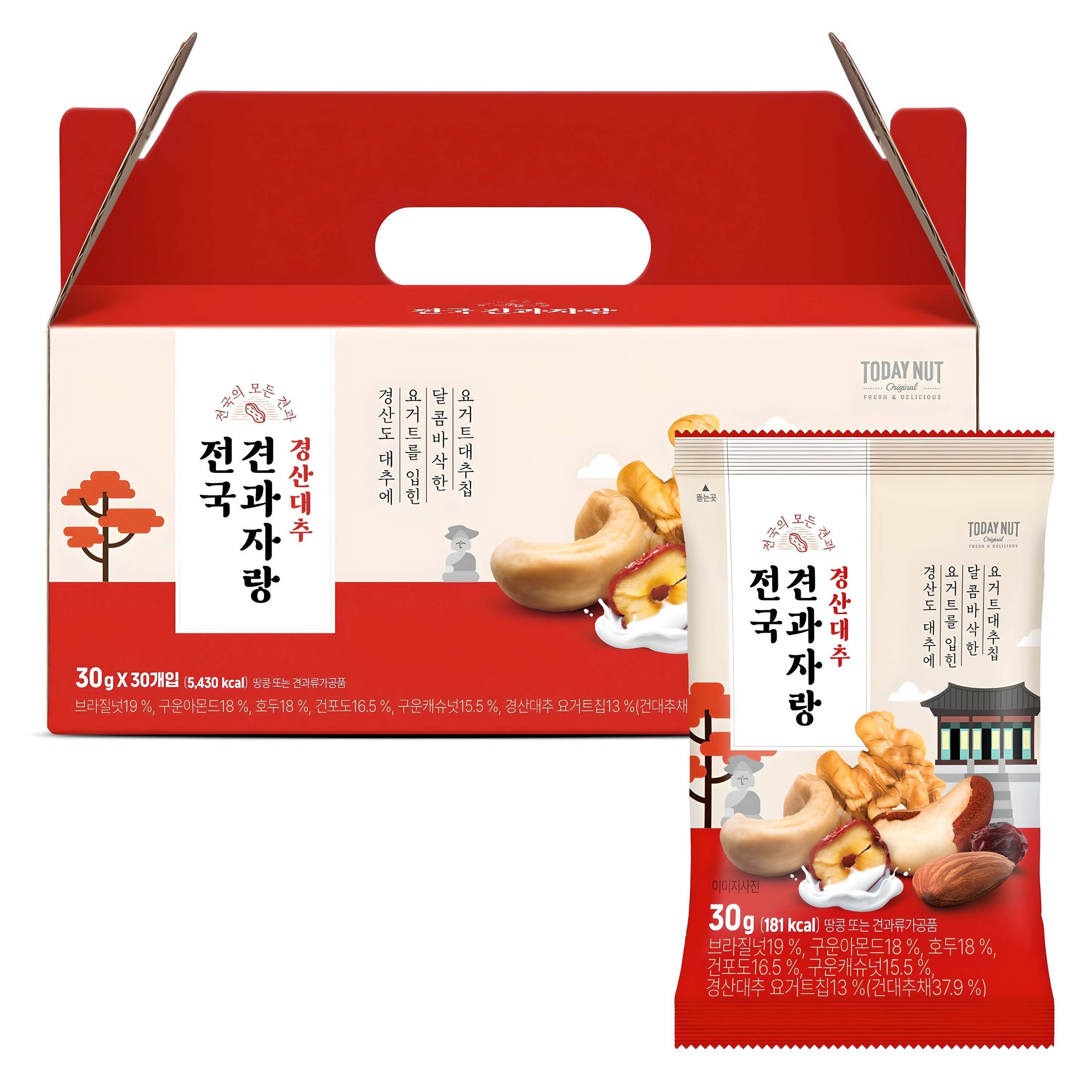 투데이넛 전국견과자랑 경산대추, 30g, 30개 28,600원