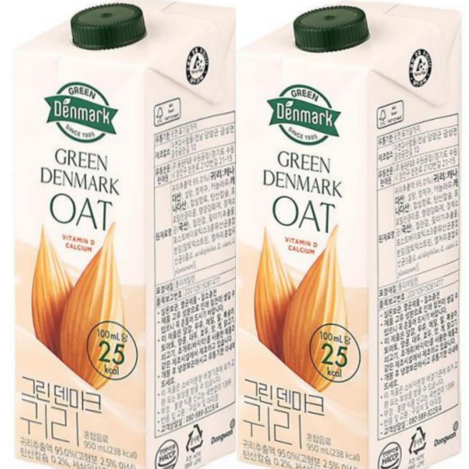 건강한 담백함, 덴마크 그린덴마크 오트 귀리, 950ml, 6개 20,850원