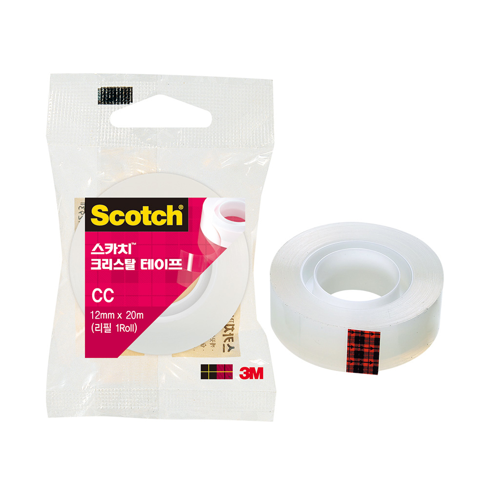 3M 크리스탈 투명 테이프 CC1220R 리필 12mm x 20m OPP 투명 테이프 1인치 코어, 1개, 투명 1,540원