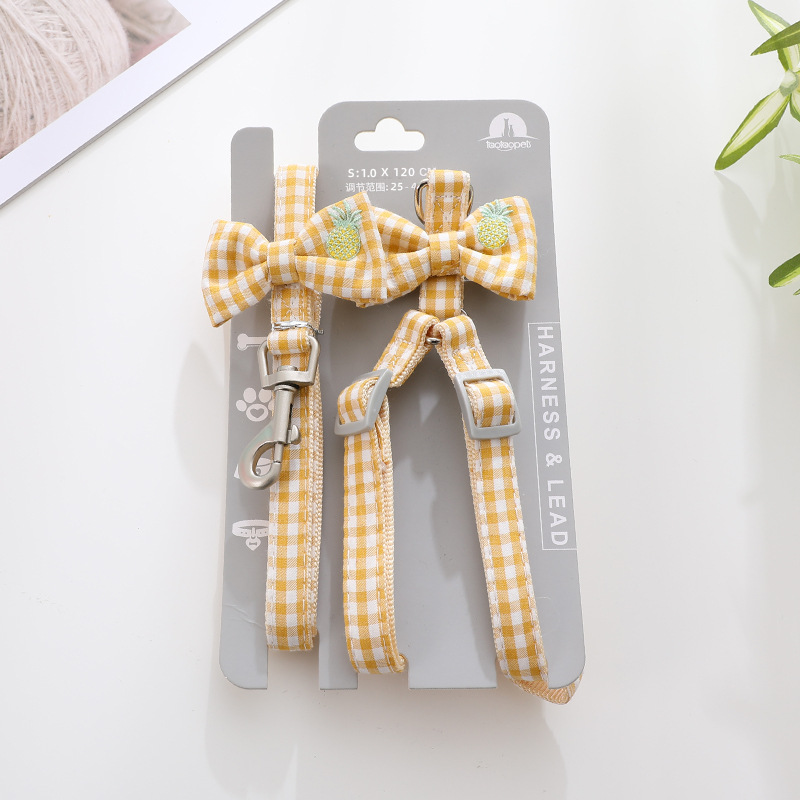 파스텔펫 반려동물 체크 후르츠 가슴줄세트 S 8,580원