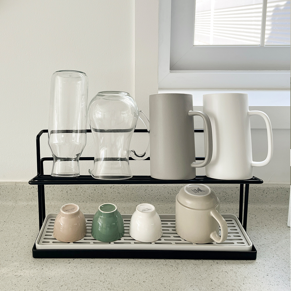 리빙공감 물빠짐 컵보관 건조대, 2단, 블랙, 1개 15,400원