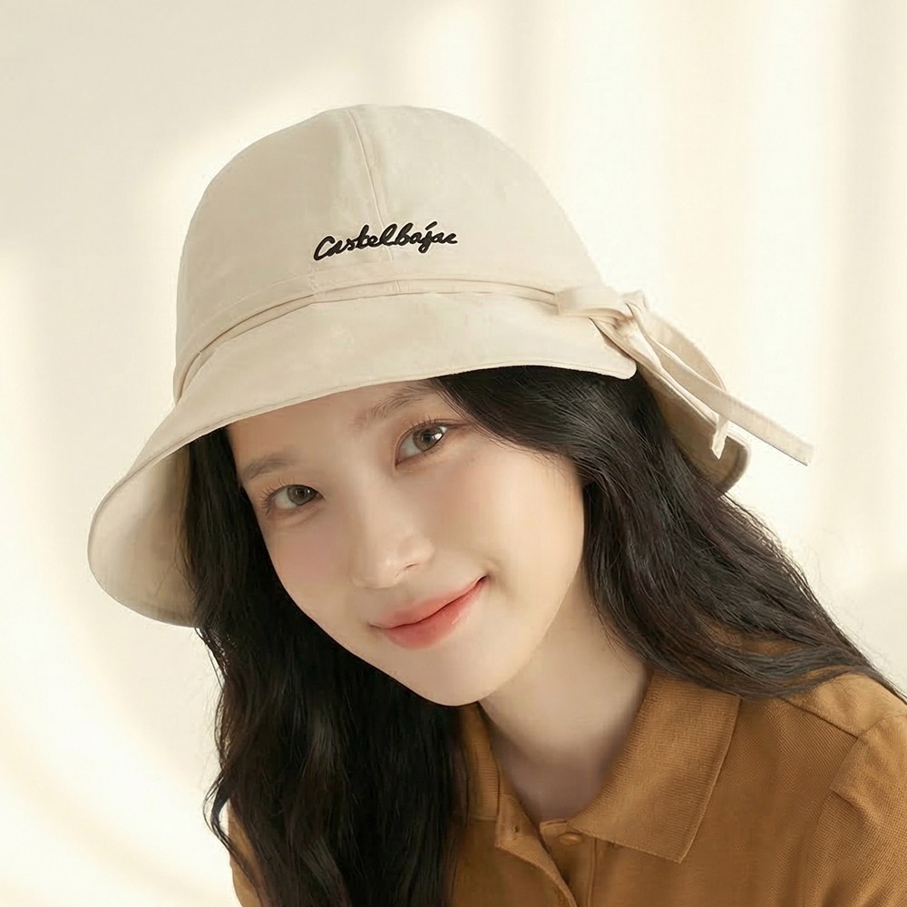 까스텔바작 BWBM-GC705 여성용 베이직 레터링 와이드챙 골프 버킷햇 벙거지모자, 1개, 아이보리 39,800원