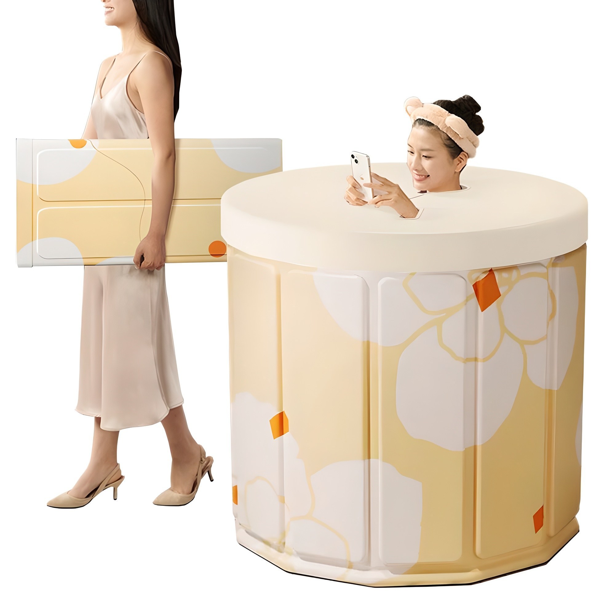 25년 최신형 특대형 블레오 폴딩 반신욕 접이식 욕조 덮개 포함 33,900원