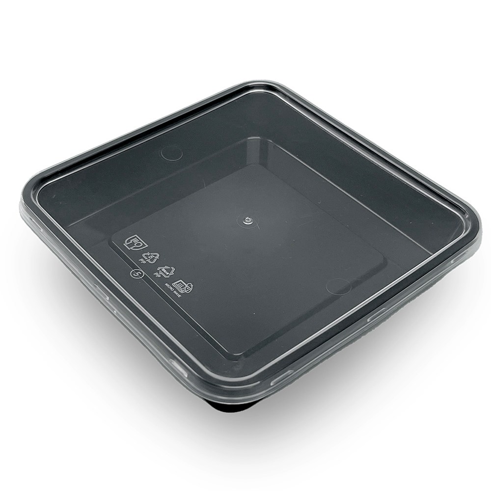 올플러스 정사각 사출PP 용기+뚜껑 세트 소량 일회용 도시락 샐러드 배달용기, 50개입, 검정, (TY)정사각 400ml 17,500원