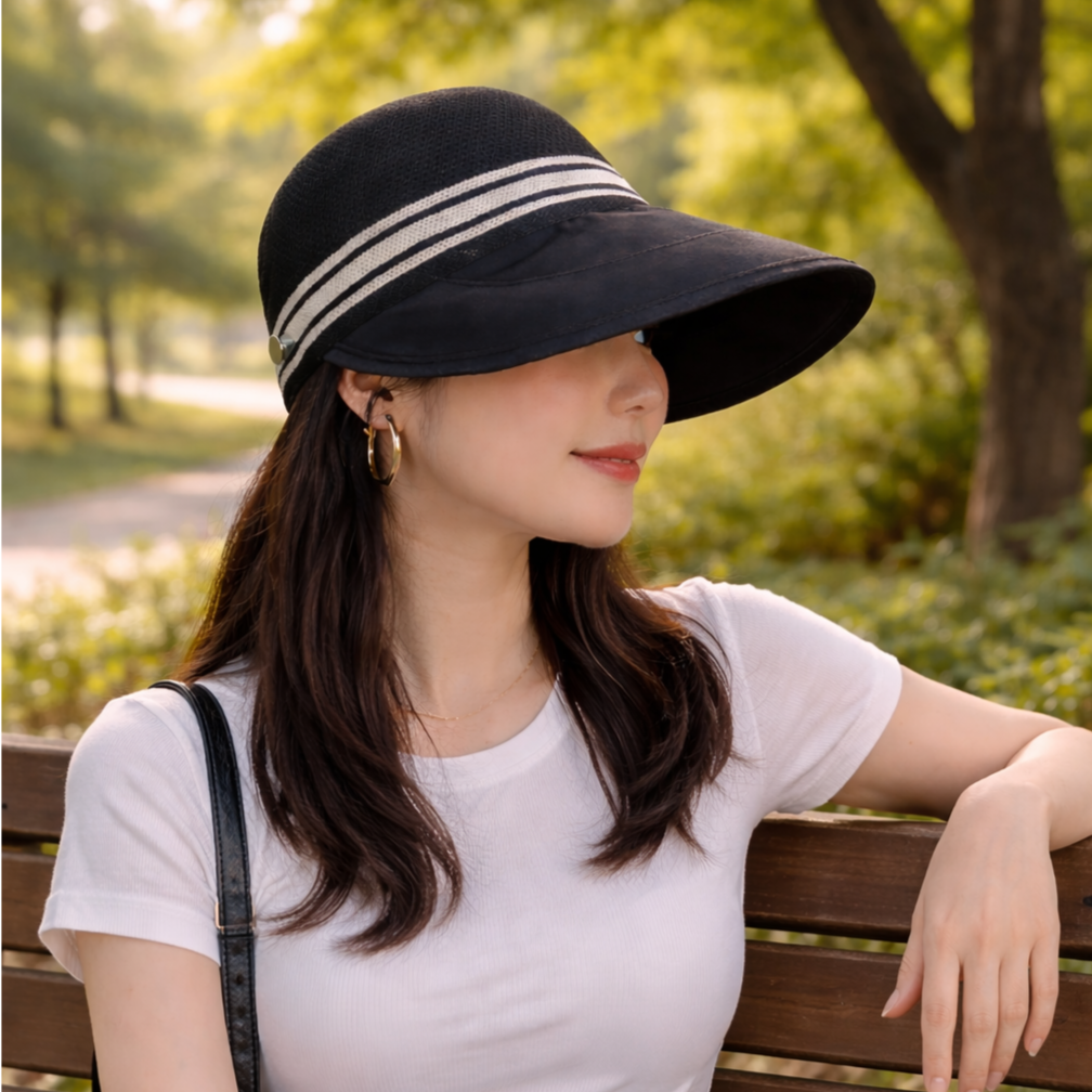 여성 썬캡 자외선차단 넓은챙 니트 모자 중년 여성 봄 여름 가을 외출용 UV 차단 모자 15,900원