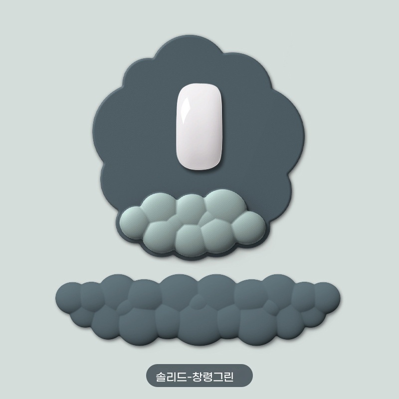 고급 메모리폼 그라데이션 구름 키보드 손받침 실리콘 손목 보호 마우스 패드 사무실 손목 받침대, 솔리드-창령그린[마우스패드+키보드 트레이], 1세트 45,800원