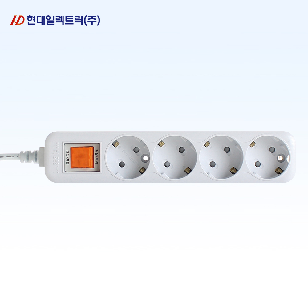 KS Q 현대 4구 일반 접지 개별 과부하차단 스위치형 16A 멀티탭 1.5m 3m 5m 10,700원